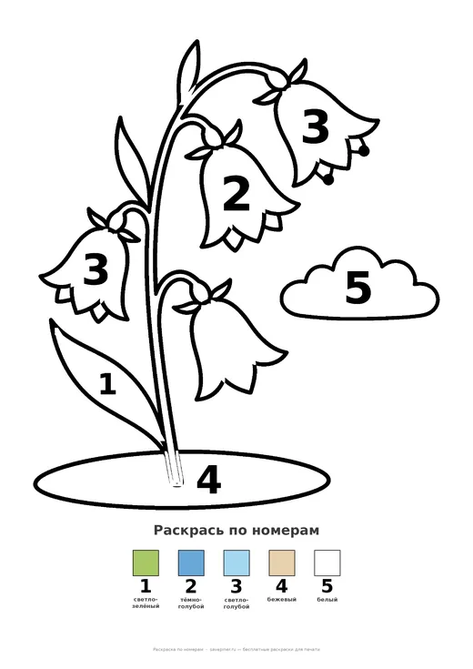 Раскраска: Колокольчик, А4 для печати