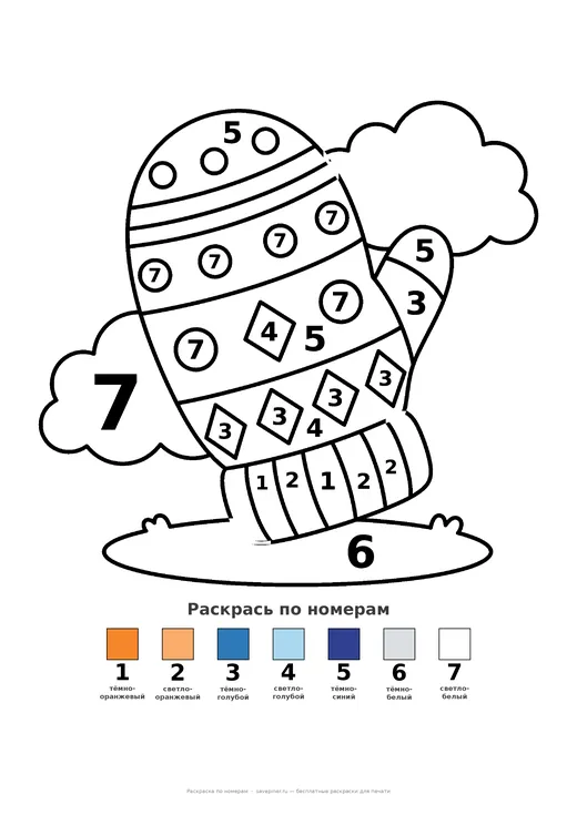 Раскраска: Варежка, А4 для печати