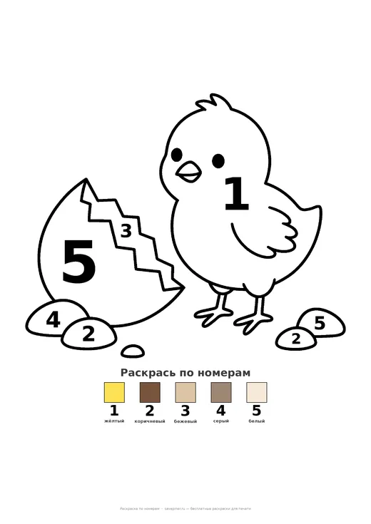 Раскраска: Цыплёнок и скорлупа, А4 для печати