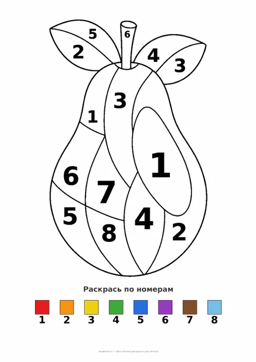 Раскраска: Груша, А4 для печати