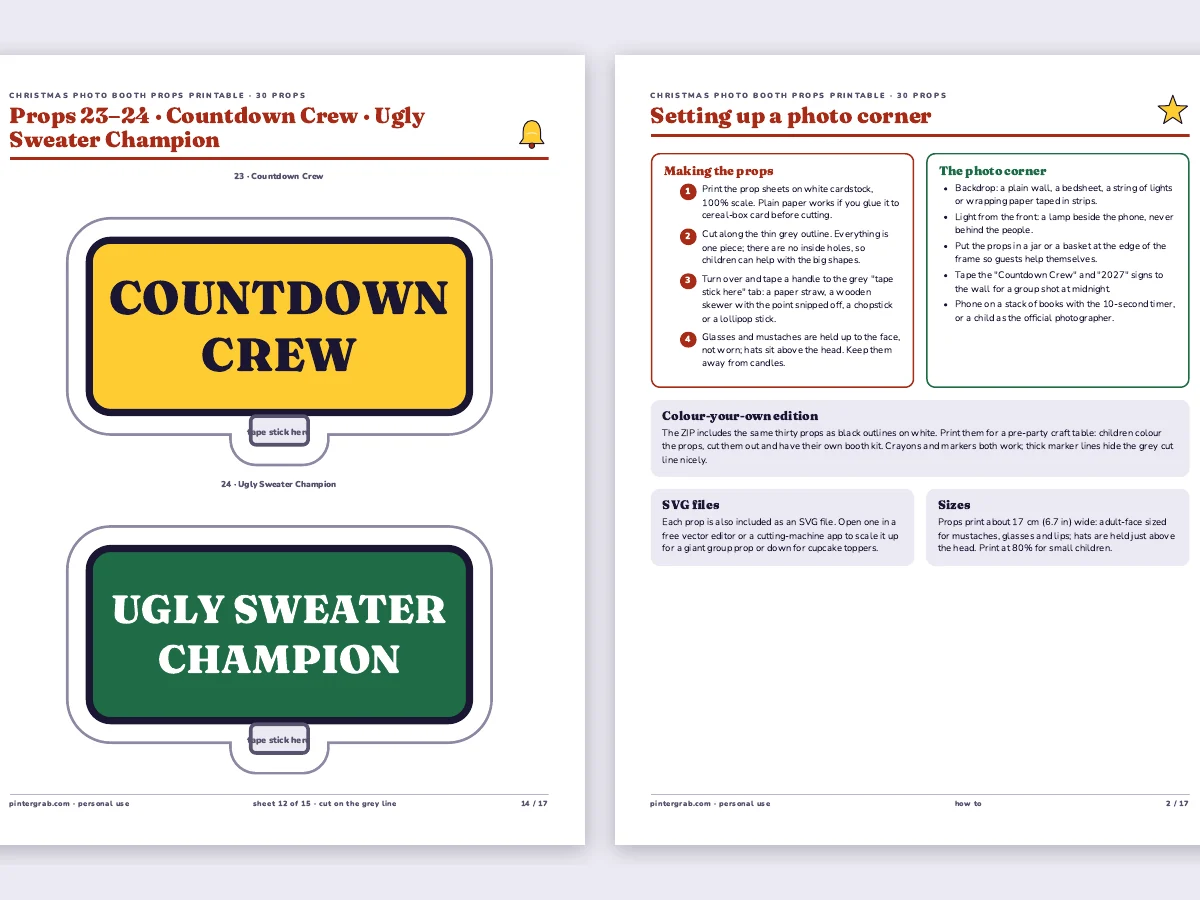 Таблички Countdown Crew и Ugly Sweater Champion, советы по фотозоне