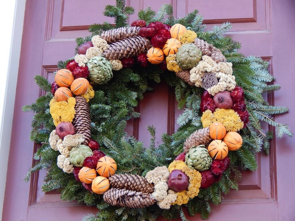 christmas wreath door natural
